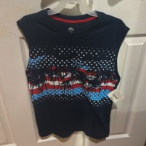 NWT Walmart Boy’s Blue Patriotic Graphic Muscle Tee XL (14 - 16)
